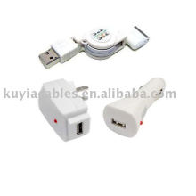Haus-Wandaufladeeinheit + Auto-Aufladeeinheit Wechselstrom-Adapter + USB-Kabel für iP 4S 4 4G 3GS 3G iPod-Note
